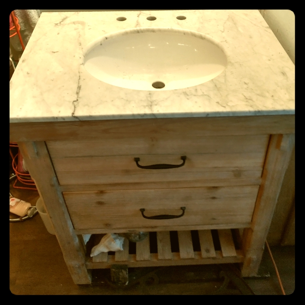 36" Marina vanity in Driftwood w/Marble top
